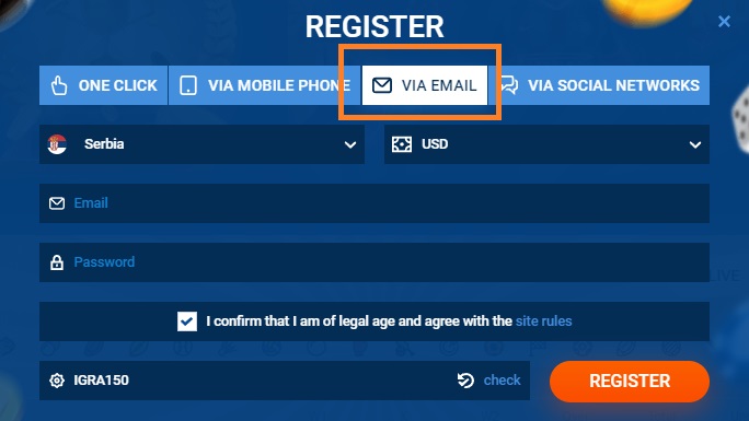 email regisztráció